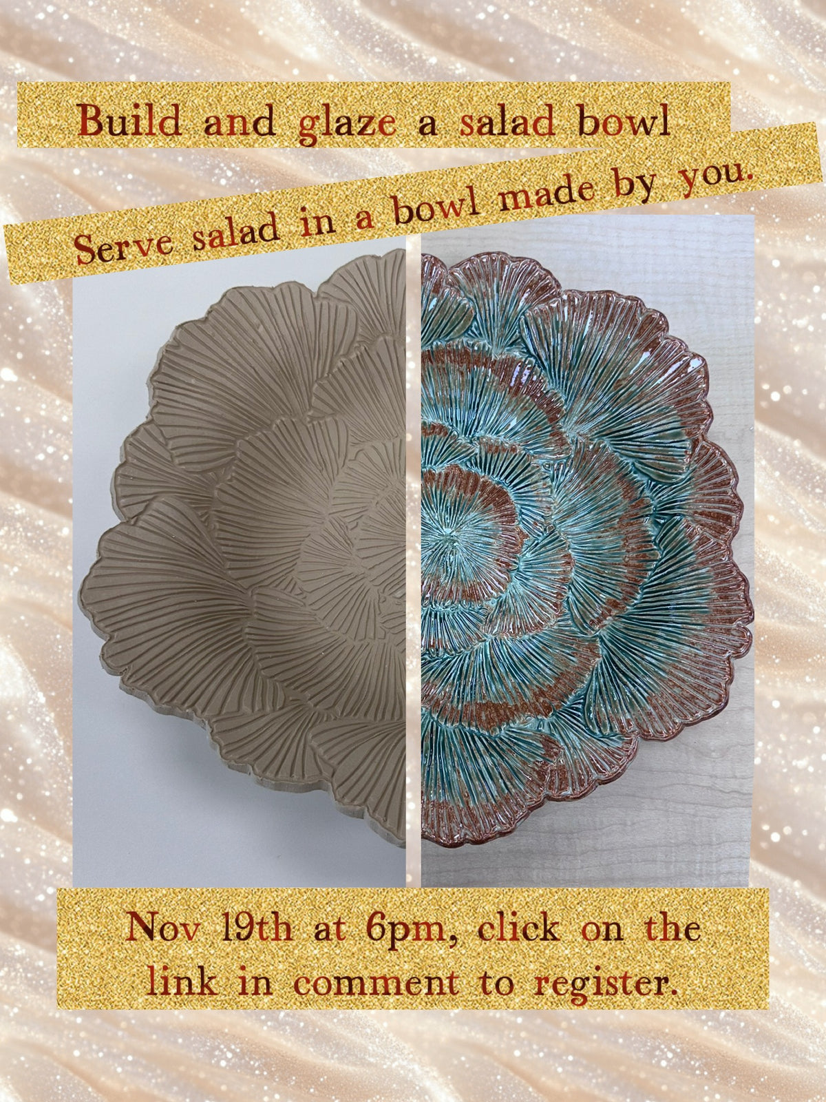 Hand building event! Build a salad bowl, Nov 19th 6-7:30pm